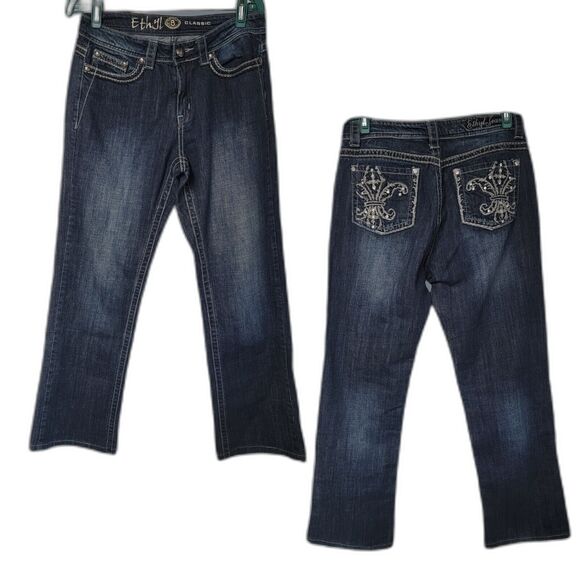 ETHYL Jeans Rhinestones Stretch 8 Straight Western - Picture 1 of 4